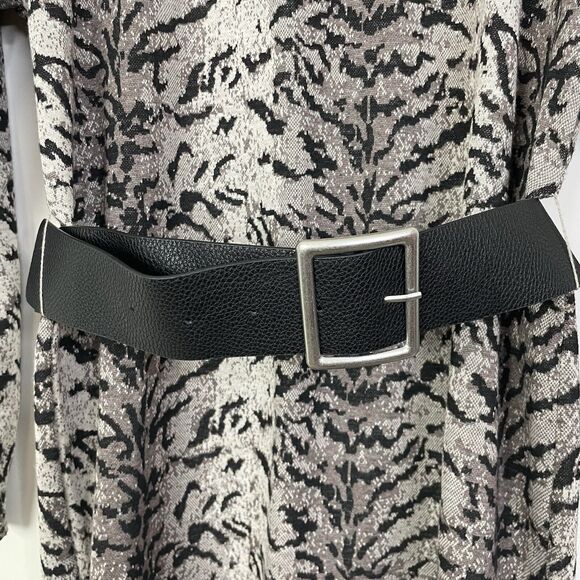 Zara Tiger Animal Print Knit Long Sleeve Crewneck Belted Midi Dress Medium - Picture 5 of 10